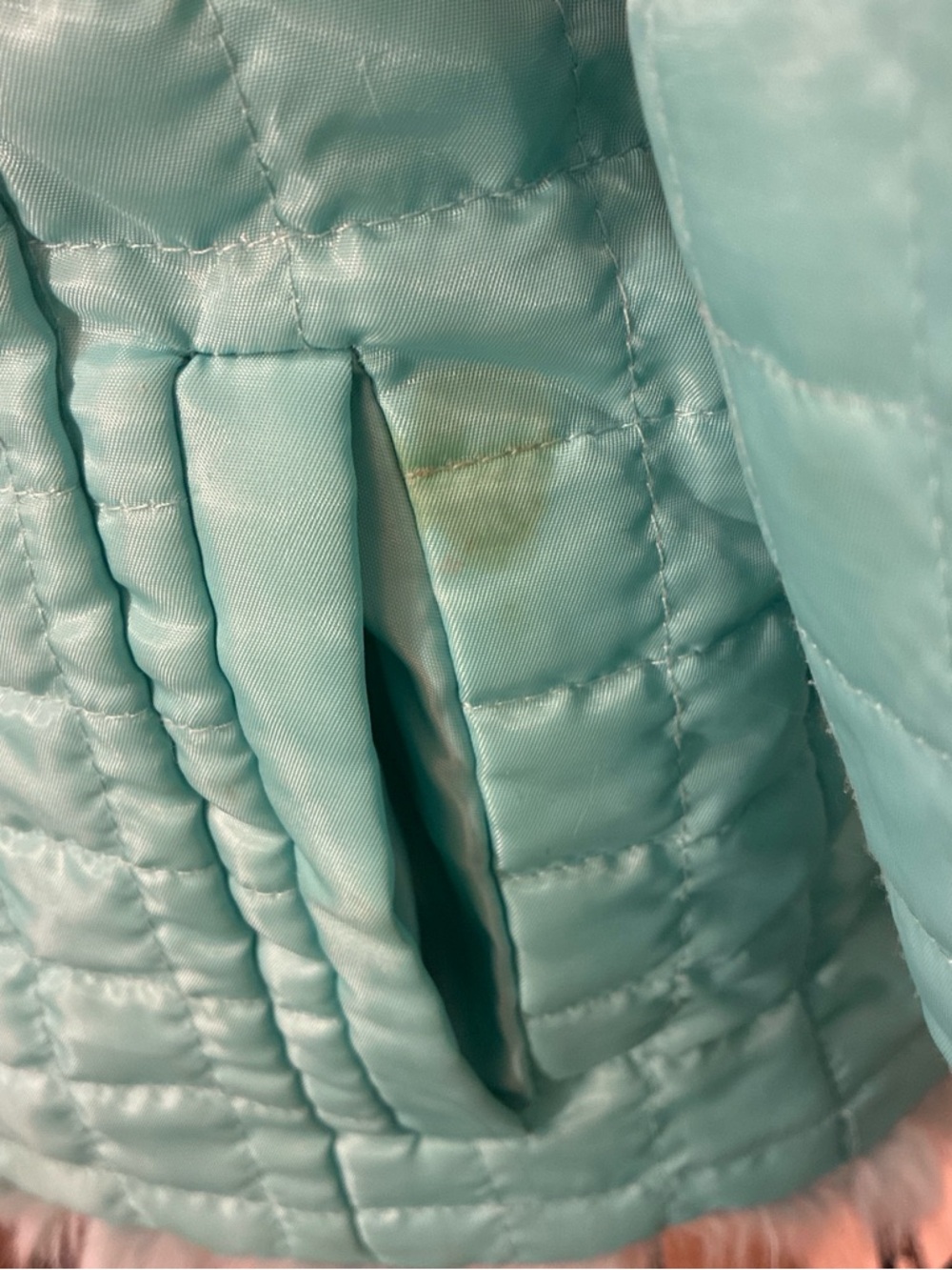 Fur Zip-Up Jacket in Light Teal Reversible - Picture 6 of 8